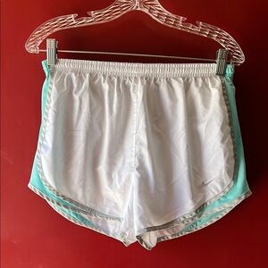 Nike White and Green Athletic Shorts Lightweight Design